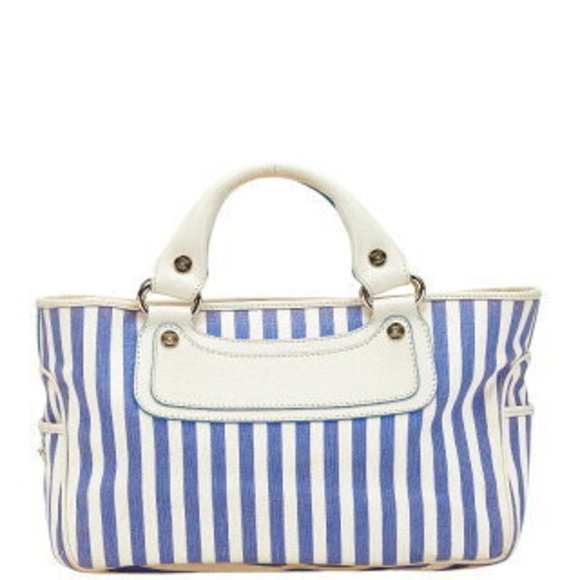 Celine Boogie Bag Striped Handbag Blue White Leather - Picture 1 of 8